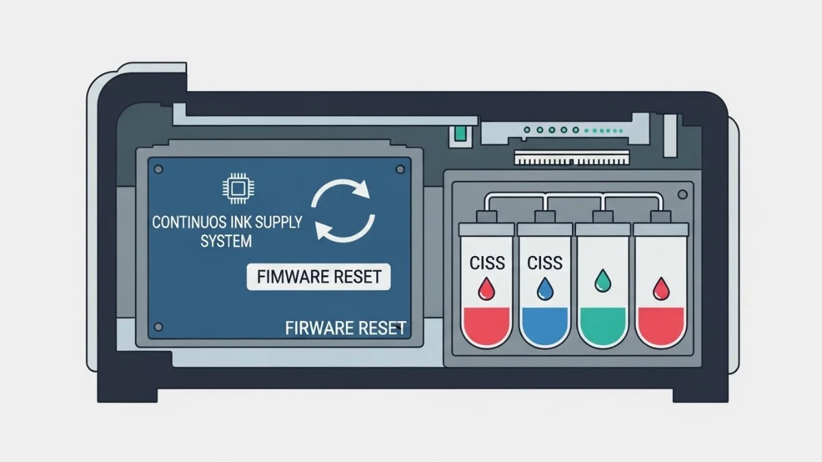 Các dấu hiệu nhận biết máy in cần reset firmware như treo máy, lỗi lạ, không nhận hộp mực