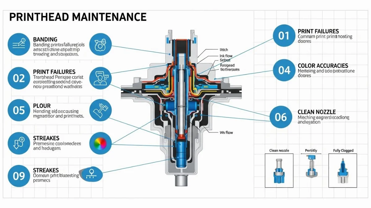 Ngâm đầu phun trong khay chứa dung dịch vệ sinh chuyên dụng để hòa tan mực khô