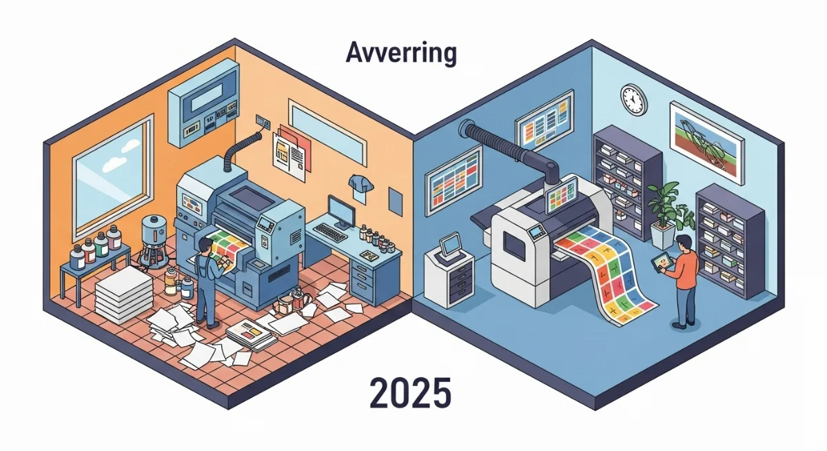 So sánh trực quan: Hiệu suất máy in quảng cáo cũ và mới.