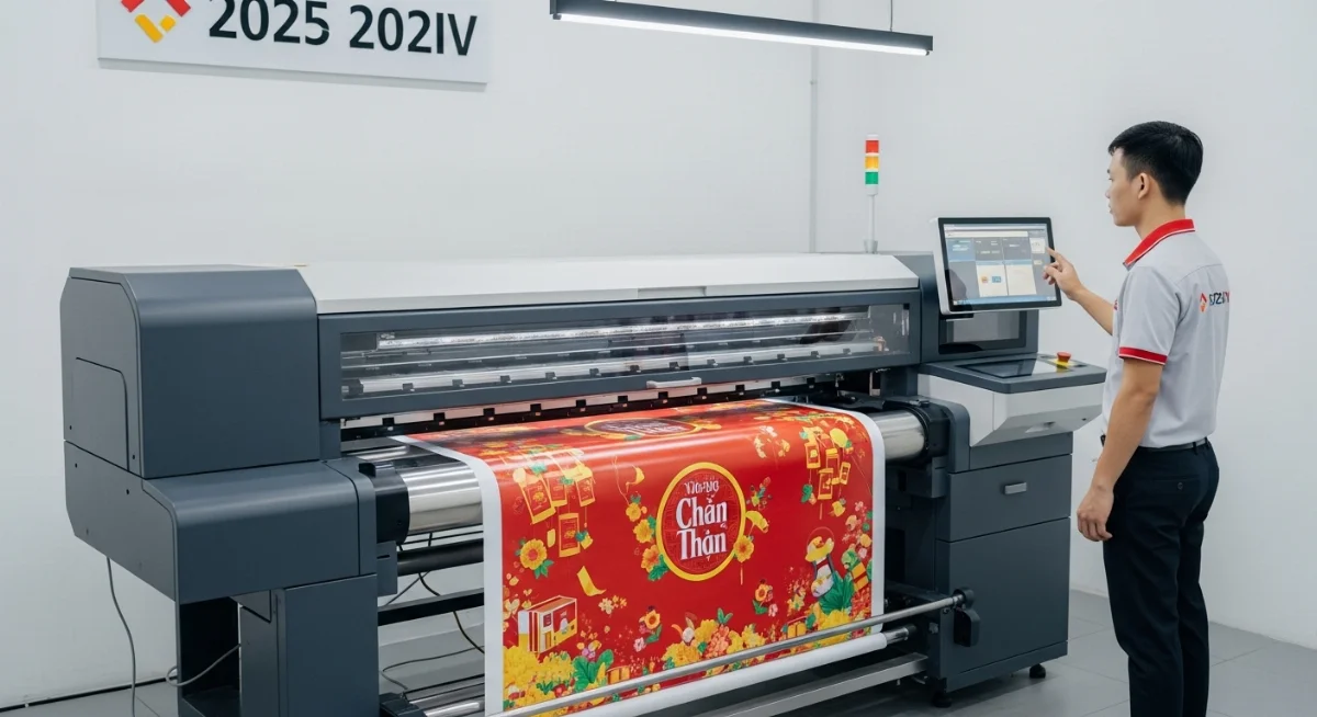 Hình ảnh minh họa máy in quảng cáo công nghệ mới hoạt động hiệu quả cho doanh nghiệp in ấn