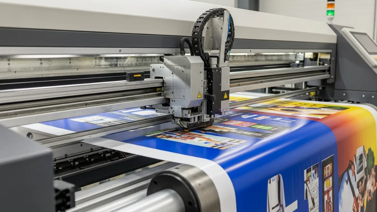 Máy in bạt khổ lớn hiện đại, in chất liệu hiflex nhanh chóng, bền đẹp