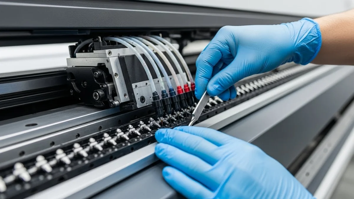 Hình ảnh bản in bị sọc, mờ, thiếu nét do đầu phun bị tắc