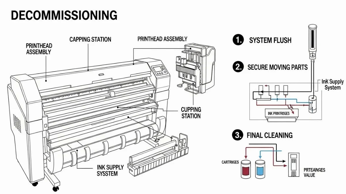 Hình ảnh một máy in đã được chuẩn bị sẵn sàng để thanh lý