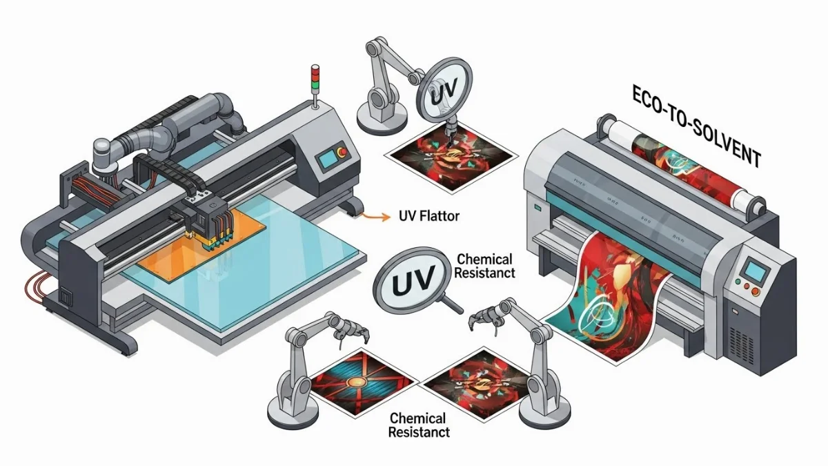 So sánh độ bền màu của mực UV và mực dầu sau thời gian sử dụng
