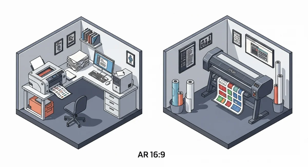 So sánh hiệu suất máy in khổ lớn và khổ nhỏ trong cửa hàng in