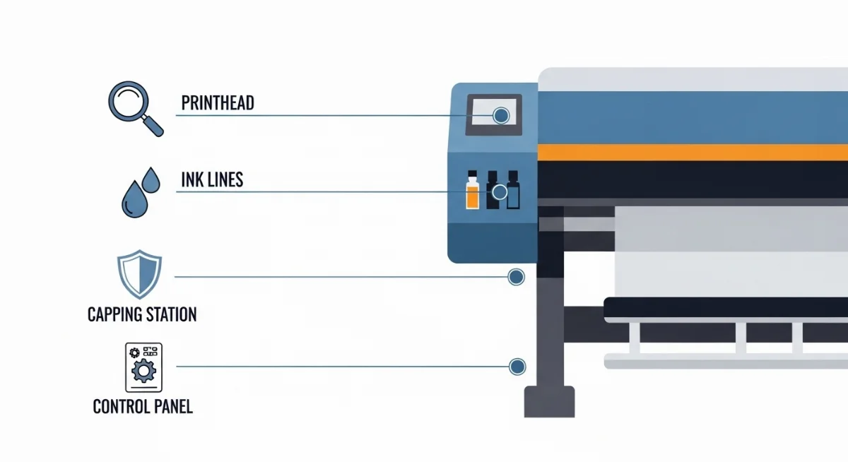Quy trình kiểm tra mẫu test in của đầu phun máy in quảng cáo