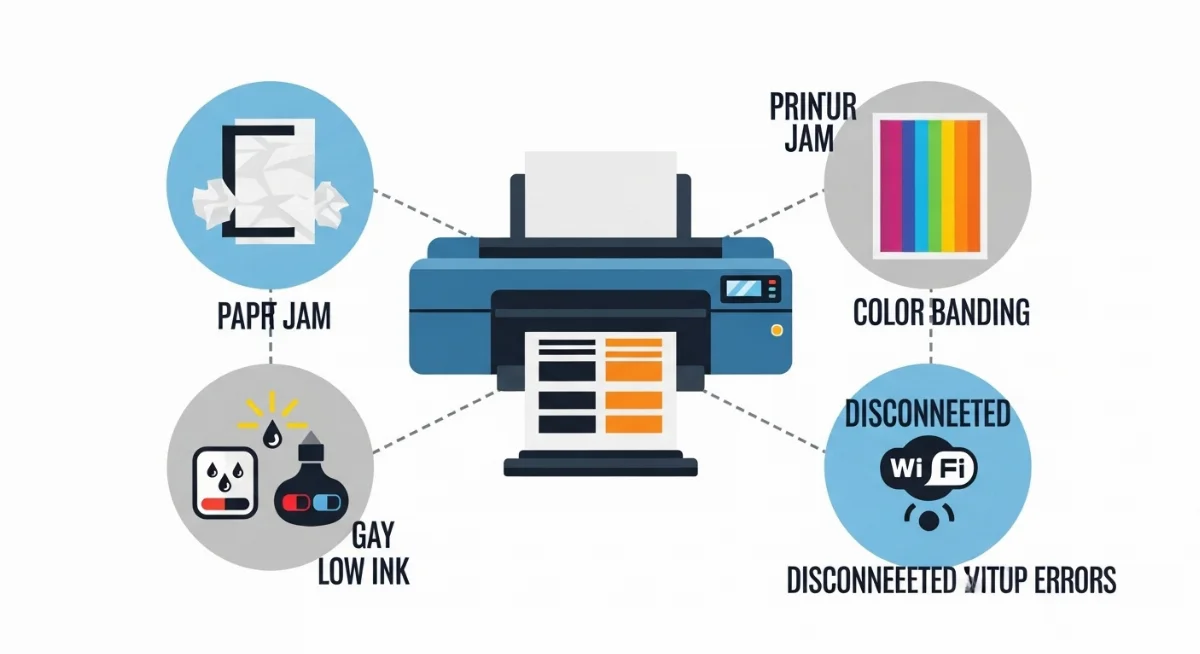 Kỹ thuật viên kiểm tra máy in khổ nhỏ bị lỗi không ra mực