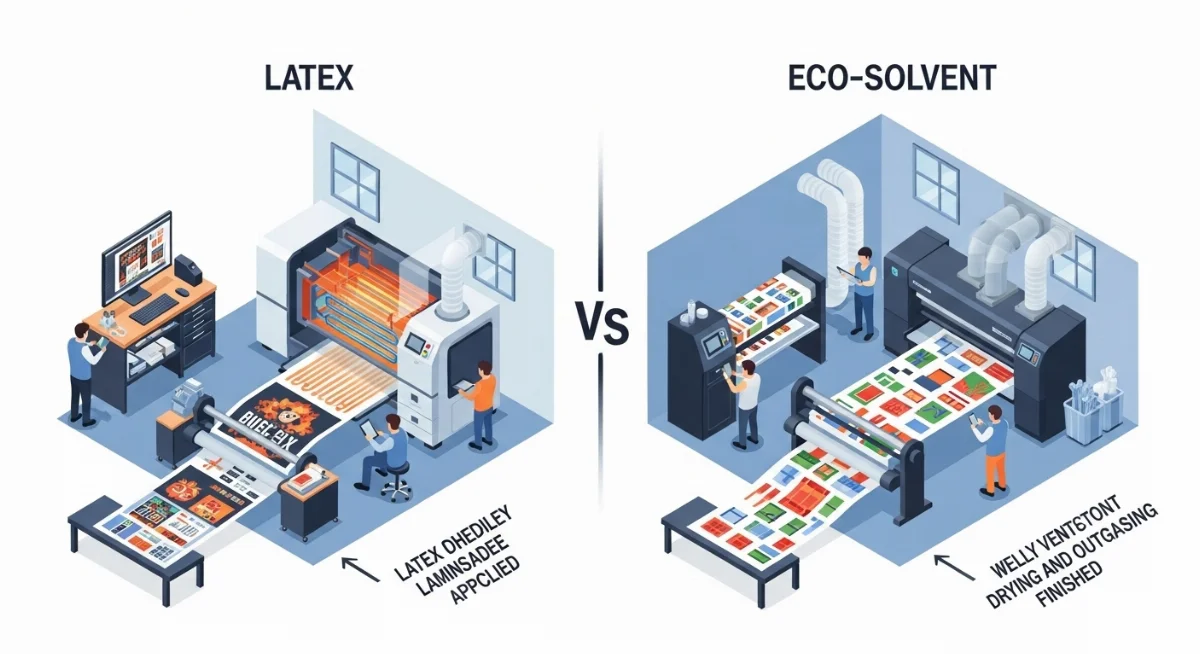 Hình ảnh so sánh độ bền màu của in Latex và Eco-Solvent