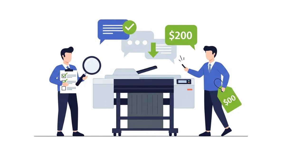 Hình ảnh cận cảnh đầu phun máy in đang in thử nghiệm kiểm tra chất lượng