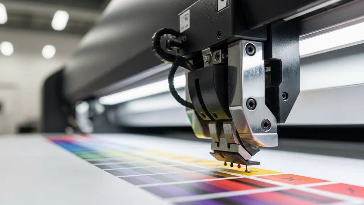 Chuyên gia đang cân chỉnh màu màn hình bằng thiết bị chuyên dụng để có màu sắc trung thực.