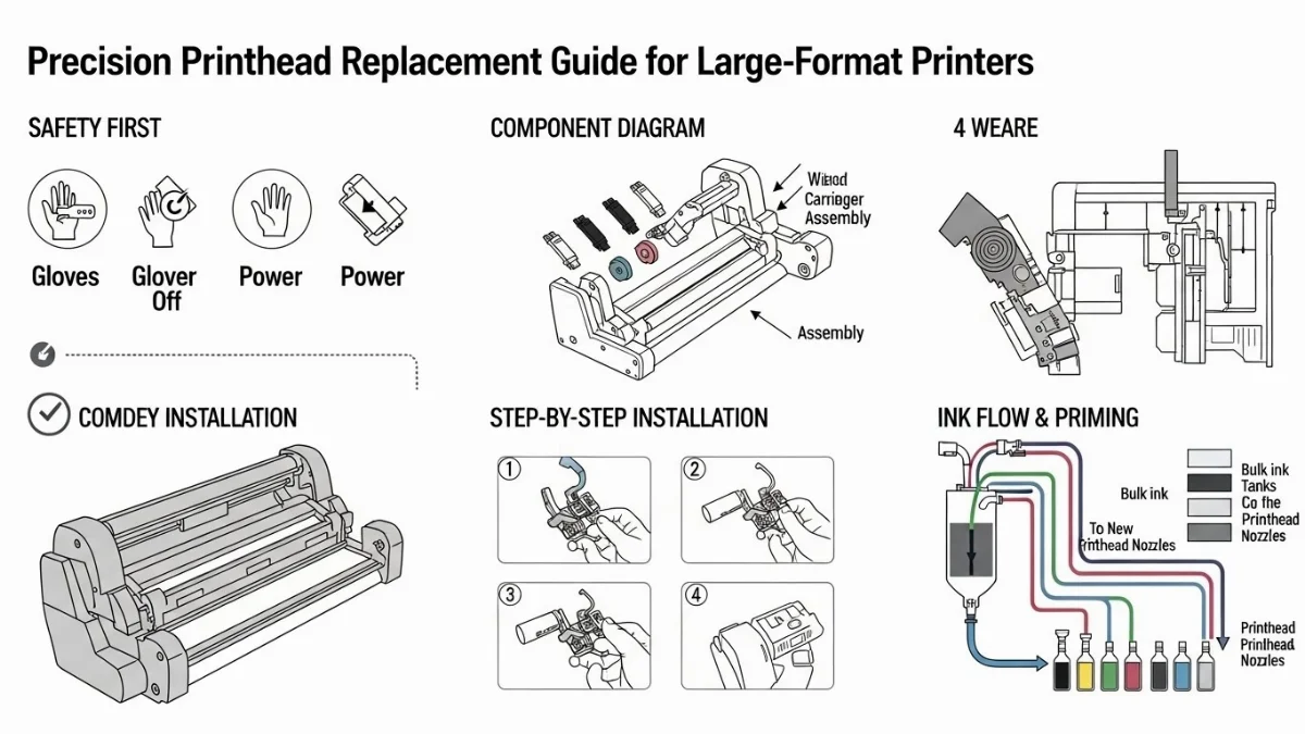 Thợ kỹ thuật thực hiện thay linh kiện máy in chuyên nghiệp
