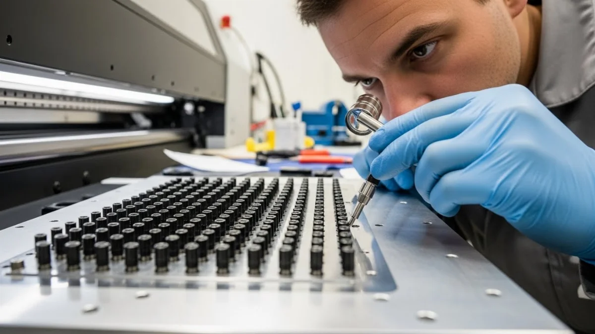 Kiểm tra chi tiết tình trạng bên ngoài máy in cũ