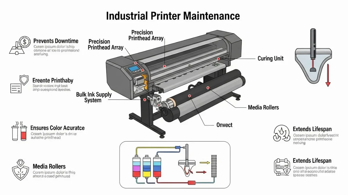 Kỹ sư thực hiện bảo dưỡng máy in công nghiệp khổ lớn