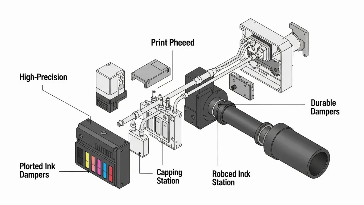 Hình ảnh xi lanh đang hút mực để vệ sinh đầu phun máy in