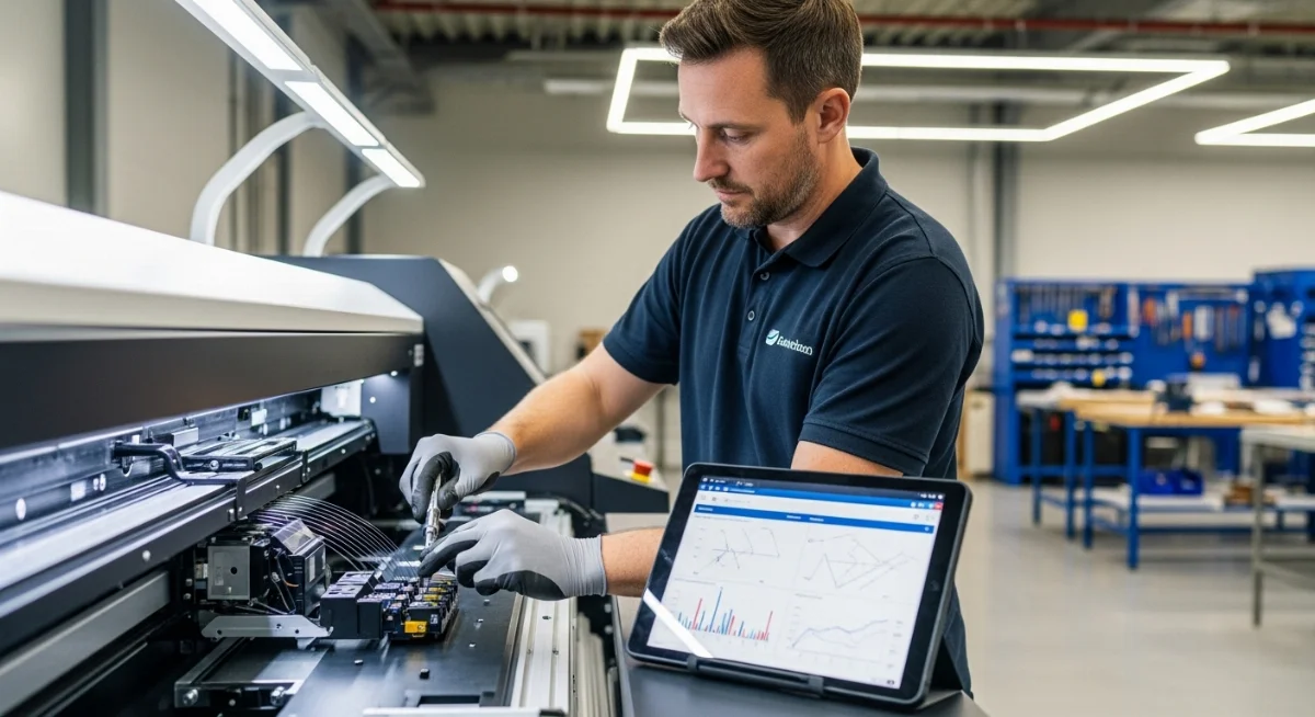 Kiểm tra hệ thống đầu phun máy in khổ lớn để tránh lỗi lem mực