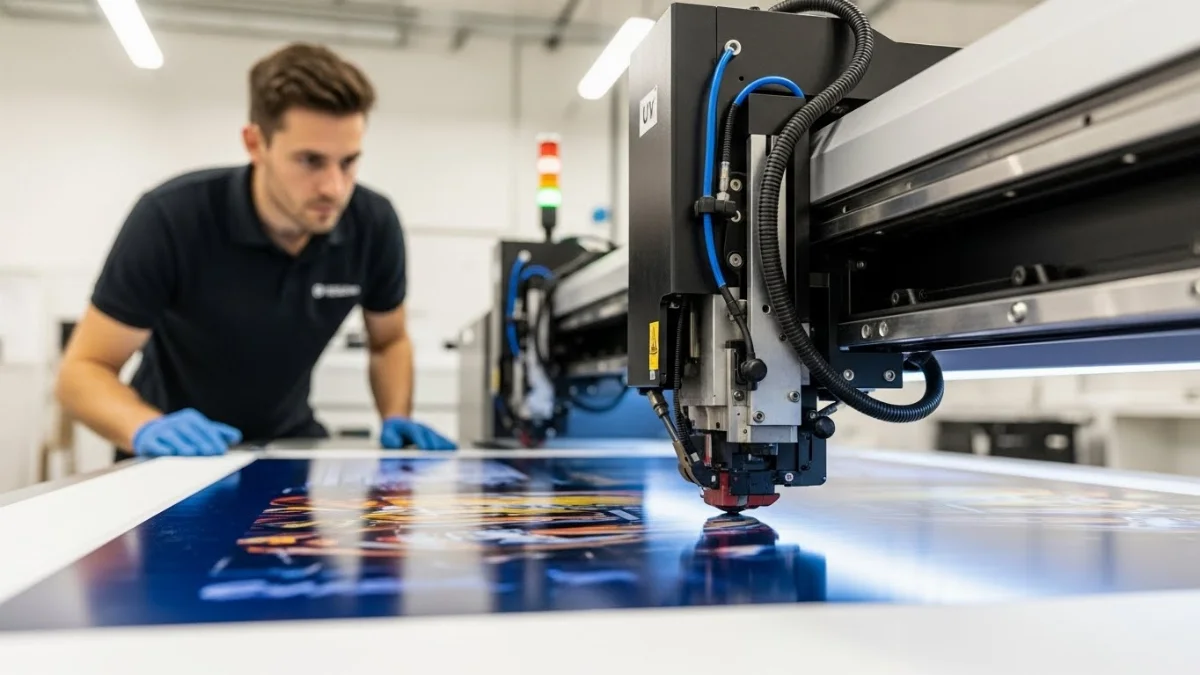 Máy in quảng cáo khổ lớn đang hoạt động hiệu quả