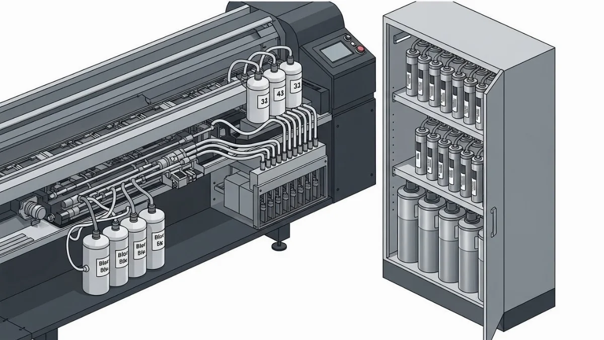 Người dùng kiểm tra mực in trong máy, đảm bảo chất lượng in
